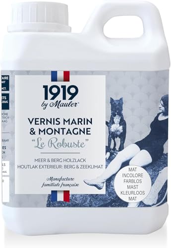 1919 BY MAULER - Vernis Marin & Montagne « Le Robuste » - Mat Incolore - 0,5L - Bois Extérieur et Peinture - Résistance extrême intempéries & UV