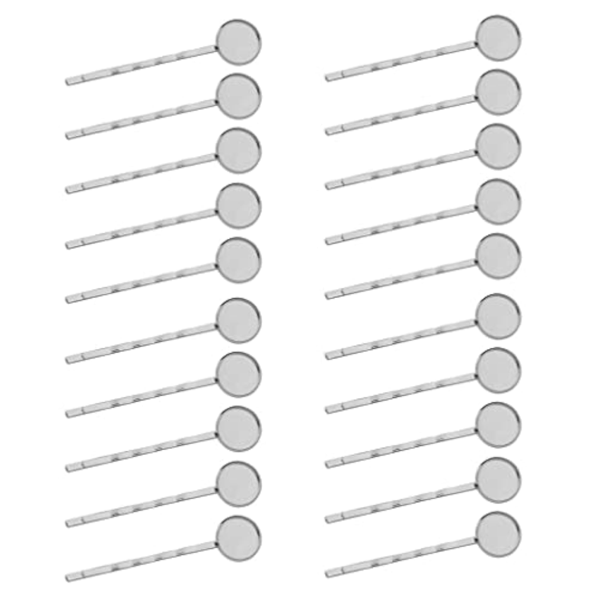 2x20Pcs Blank Cabochon Beads Hair Clip Setting Base Round 12mm Silver
