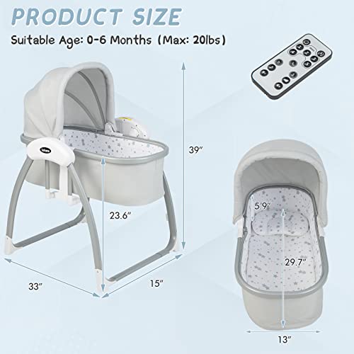 Image of INFANS 2 in 1 Smart Electric Baby Rocking Bassinet, Automatic Bedside Crib for Infants, Cradle with Remote Control 5 Speed Natural Sway Timing Function 12 Preset Lullabies for Newborn