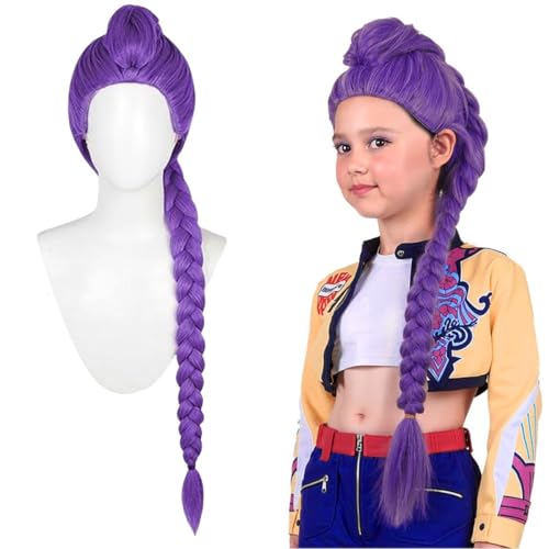 Rumi Wig –24" Purple Hair Extensions Cosplay Hair 200g, Purple Braiding Hair Synthetic Fiber, Adjustable Cap for Kids & Adults, Halloween Anime Wig (Rumi Child)