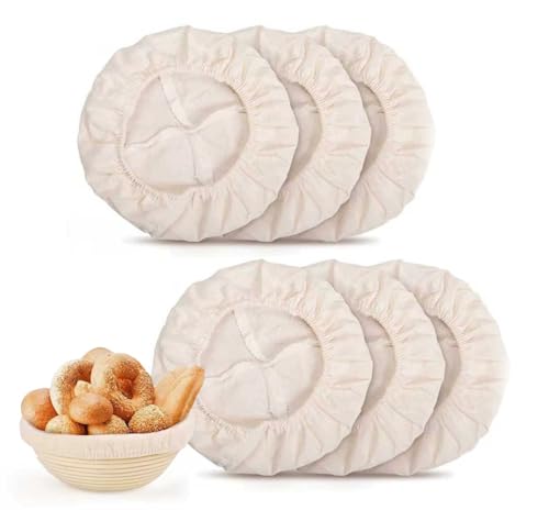 6 Pcs Bread Proofing Basket Cloth Liner, 10 Inch Round Banneton Basket Liner, Natural Rattan Banneton Proofing Cloth for Home Baking