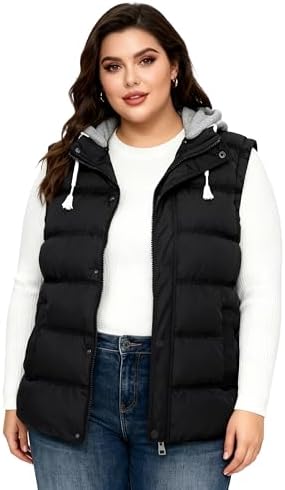 wantdo Women's Plus Size Puffer Vest Quilted Warm Winter Vest wit...