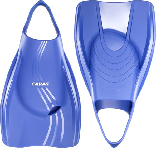 CAPAS Pro Swim Training Fins with Mesh Bag, Silicone Short Professional Swimming Fins, Left-Right Customized Open Heel Flippers