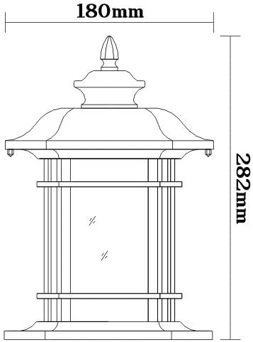 HEGZA Buitenlicht Classical Column Lamp Gate Court Garden Décor Post Lantern Lights Yard Deck Street Top Wall Fence Patio Pathway Pillar Lighting with Tea Glass Stadium (Color : S-28.2cm) photo 2