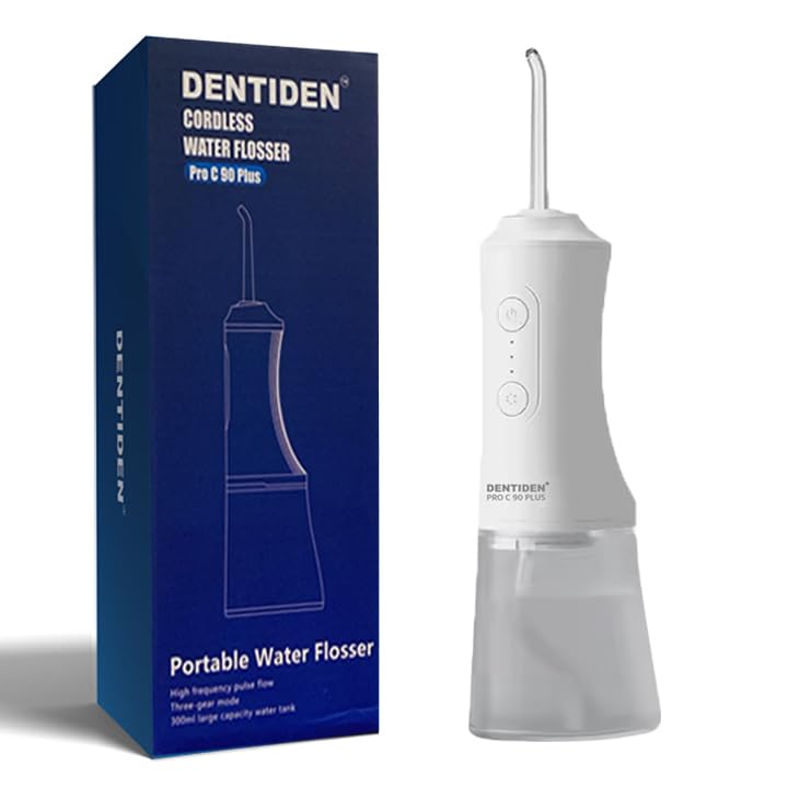 Image of Pro C90 Plus Cordless Water Flosser for Teeth Cleaning | 360 Rotating Nozzles | 3 Cleaning Modes | 4 Interchangeable Tips | Rechargeable Portable Oral Irrigator | White