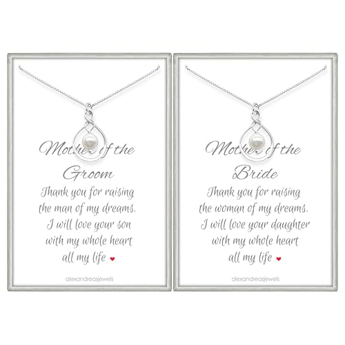 Set of 2 Infinity Necklaces, Mother of the Bride and Mother of the Groom Gift, Mother of the Bride Gift from Groom, Mother of the Groom Gift from Bride, Sterling Silver Infinity Necklace