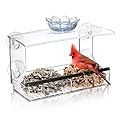 DY-SKTY Clear Acrylic Window Bird Feeder with Strong Suction Cups, Detachable Tray – Easy to Clean, Birds Viewing for Cats, Outdoor Wild Bird Watching Gift, Outside Garden Decor
