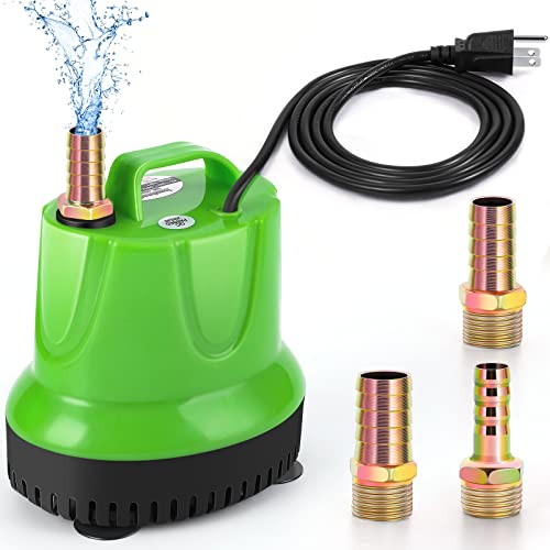 Submersible Pump, Towallmark 60W Submersible Water Pump, Apply To Fish Tank/Pond Fountain/Statuary/Hydroponics With 3 Nozzles 5.9Ft Power Cord #TOP18