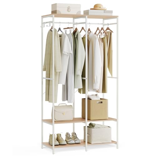 SONGMICS Iron & Wood Clothes Rack – Heavy Duty Wardrobe