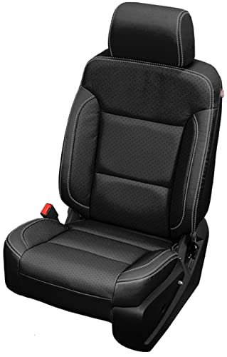 Katzkin Black Leather Seat Covers for 2016 2017 2018 Chevrolet Silverado Crew Cab LT