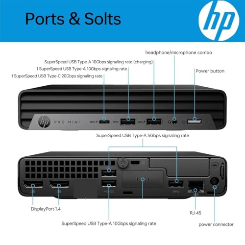 Image of HP Elite 805 Mini PC Desktop, AMD Ryzen 5 (6 Core 12 Threads), Ultra-Quiet Design, 16GB RAM, 1TB PCIe SSD, Dual 4K Display Support, USB-C, Bluetooth 5.2, Wi-Fi 6, Keyboard and Mouse, Windows 11 Pro