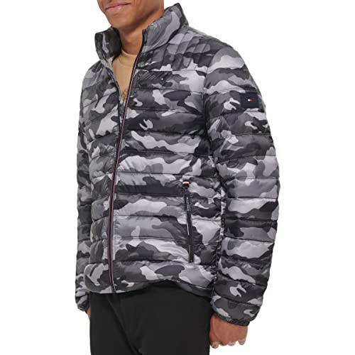 Image of Tommy Hilfiger Mens Embroidered Logo Puffer Jacket