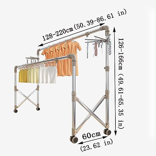 Étendoir à linge vertical pliable extensible avec 4 roues pour intérieur acier - 8