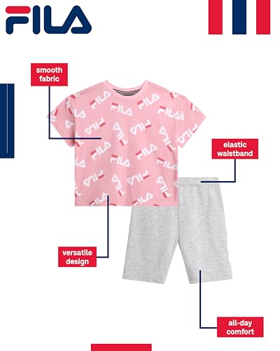 Fila Conjunto de shorts para meninas - Conjunto de 2 peças de shorts de motociclista macios e respir