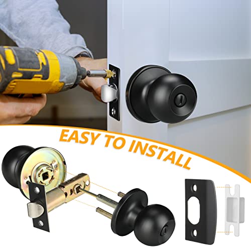 15 Pack Round Privacy Door Knobs Bulk Matte Black Door Knobs Interior Black Ball Door Knob Stainless Steel Keyless Interior Handle Round Privacy Door Lockset For Bedroom Bathroom Classroom Office Door #TOP4
