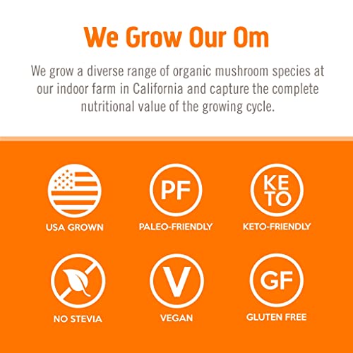 Om Mushroom Superfood Energy Plus Mushroom Powder Drink Mix, Citrus Orange, 7.05 Ounce, 32 Servings, Mushroom Blend, Cordyceps, Yerba Mate, Tumeric, Vitamin B Complex, Pre-Workout, Immune Supplement #TOP4