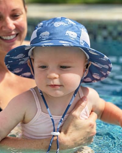 Sun Hat for Baby Boys Girls Toddler and Kids UPF 50+ with Bucket Wide Brim Summer (US, Age, 2 Years, 8 Years, Navy Blue + Blue Whale) — view 5