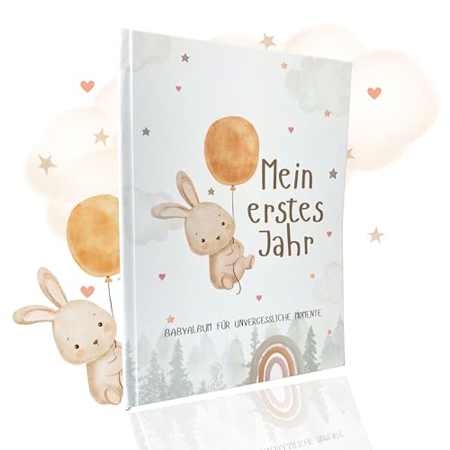 SOULBABY Mein erstes Jahr Babyalbum zum Selbstgestalten | Babytagebuch mein erstes Jahr | A4 | Viel platz für fotos und notizen | Erinnerungsbuch baby | Geschenk zur geburt mädchen & junge