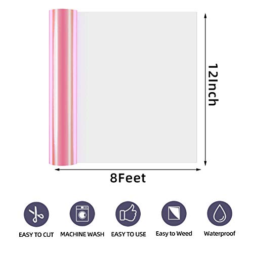 Yrym Holographic Vinyl Pink Holographic Permanent Adhesive Craft Vinyl Roll 12" X 8 Ft Works For Craft Decoration, Home Decor, Logo, Letters, Banners #TOP4