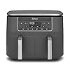 Ninja Dual Zone Digital Air Fryer, 2 Schubladen, 6-in-1, Heißluftfritteuse ohne Öl, 7,6L, Heißluft-Frittieren, Max Crisp, Rösten, Backen, Aufwärmen, Spülmaschinenfeste Körbe, Metallic Grau DZ300EU