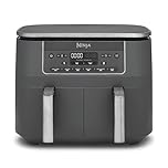 Ninja Dual Zone Digital Air Fryer, 2 Drawers, 7.6L, 6-in-1, Uses No Oil, Air Fry, Max Crisp, Roast, Bake, Reheat, Dehydrate, Non-Stick, Dishwasher Safe Baskets, Gun Metal Grey DZ300UK