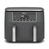 Ninja Dual Zone Digital Air Fryer, 2 Schubladen, 6-in-1, Heißluftfritteuse ohne Öl, 7,6L, Heißluft-Frittieren, Max Crisp, Rösten, Backen, Aufwärmen, Spülmaschinenfeste Körbe, Metallic Grau DZ300EU