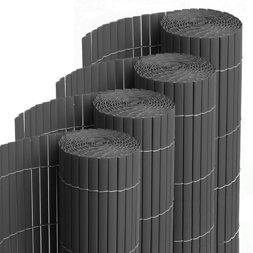 PEGANE Lot de 4 canisses Brise Vue en PVC Tube Plat,Clôture Protection pour Jardin terasse Balcon Coloris Gris - Hauteur 80 x Longueur 300 cm 1700g/m2