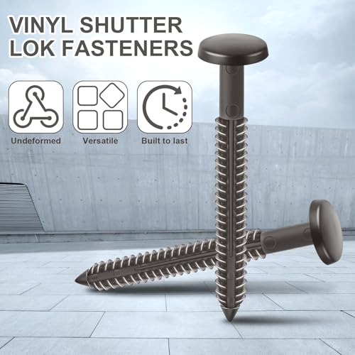 Image of Blulu 18 Pcs 3 Inch Vinyl Shutter Fastener Window Panel Peg Lok Pin Pegs Screws Shutter Spikes Anchor (Musket Brown)
