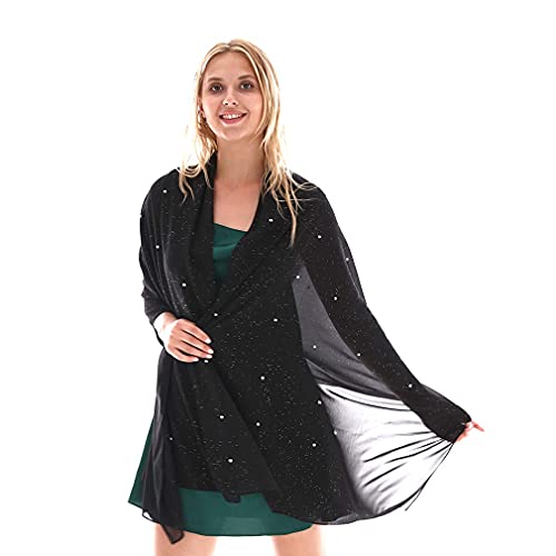 KAVINGKALY Bridal Pearl Verzierter Hochzeitsschal mit weicher, glänzender Brautjungfern-Abendgarderobe Cover