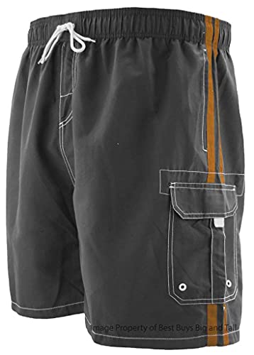 Falcon Bay Big Men's Cargo Swim Trunks - Tropical Print