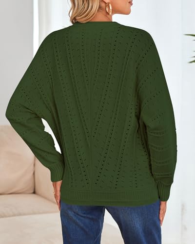 Cakulo Womens Oversized Fall Pullover Sweaters Batwing Long Sleeve Tunic Sweater Crochet Knit Tops 20252