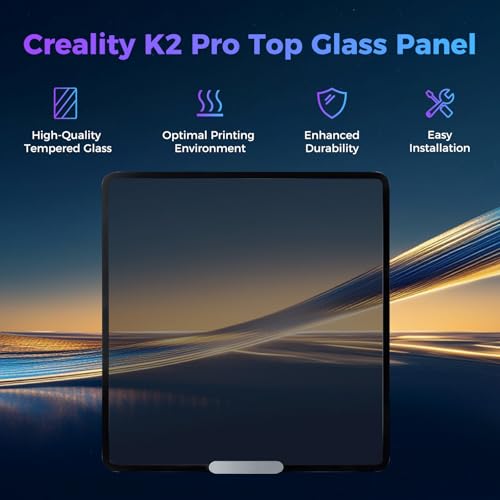 Creality Official K2 Pro Top Glass Panel, Original 50% Transparent Black Glass Panel, 400.48×420.48×3.2mm Tempered Window, Durability and Quick Replacement Parts K2 Pro 3D Printer