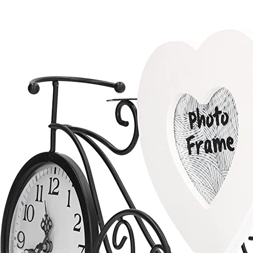 Tyenaza Decoração de relógio de mesa de bicicleta vintage, decoração de moldura de fotos relógio de
