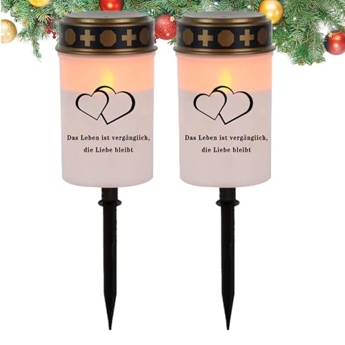 Juego de 2 lámparas de tumba, lámpara de vela ritual, impermeable, decoración de luces para cementerio, tumba, patio, hogar, fiesta, jardín