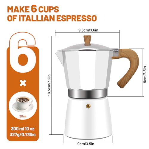 Image of 6 Cup Aluminum Espresso Stovetop Moka Pot Express Coffee Maker Percolator Italian Classic Mocha Coffee Machine for Italian and Cuban Cafe Brewing for Home & Camping 300ml 10oz