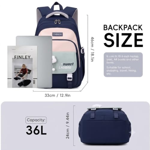Image of Backpack Bags for Girls, Boys & Women With Multi-pockets, Laptop Bag with Large Capacity Bookbags Waterproof for School, Tuition, College, Camping, Travel