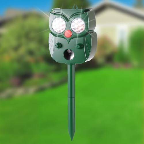 Répulsif solaire à ultrasons pour chat, répulsif pour animaux domestiques, répulsif pour le jardin, les ratons laveurs, répulsif pour chien et martres avec alimentation solaire et flash contre les