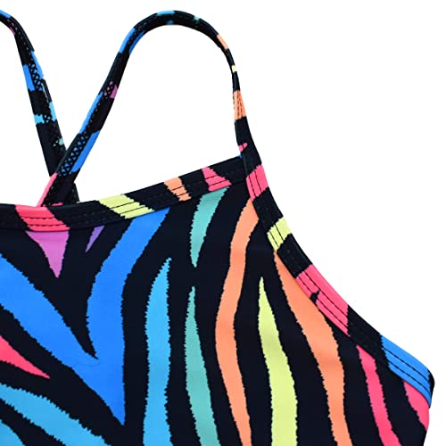 Image of Girls Colorful Irregular Stripes Bathing Suits One Piece Swimsuits Cute Beachwear 2-12 Years