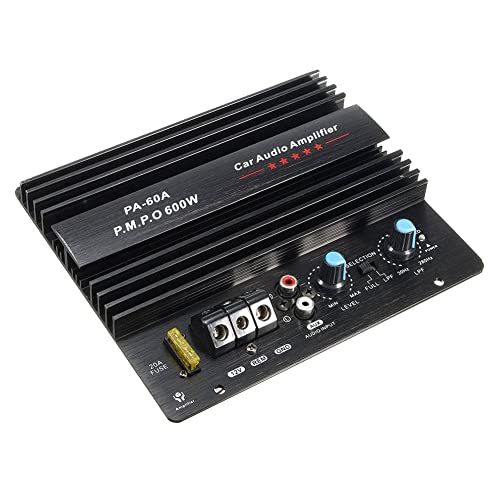 Srutueo 12V 600W Car Audio Power Amplifier Bass Module Lossless Subwoofer High Power Mono Channel Car Audio Repalcement, Black, 500379940
