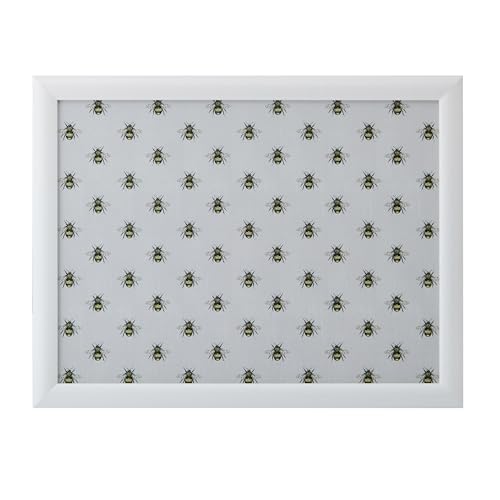 Creative Tops Bee Print Lap Tray mit Kissen Sitzsack gepolstert tragbarer Lap Desk Schreibtisch Laptop Tablett 44cm x 34cm x 6cm