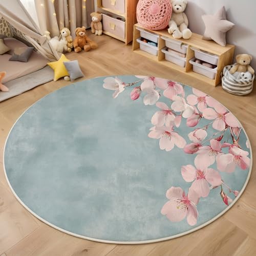 Tapis fleurs de cerisier pour chambre cocooning et sol doux lavable - 5