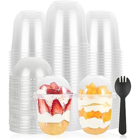 EATHEATY 100 Pack Clear Dessert Cups Cover