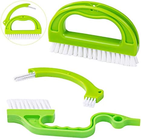 Bligo 3-in-1 Grout Brush & Tile Brush, Home Essentials Scrub Brush & Shower Scrubbe, Green Cleaning Brush, Deep Cleaning for Bathroom and Kitchen, Window Rail, Grout Cleaner Brush for Tile Floors