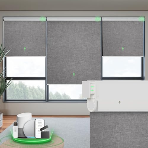 DONGFXK Motorized Blinds with Remote, Blackout No Drill Cordless Smart