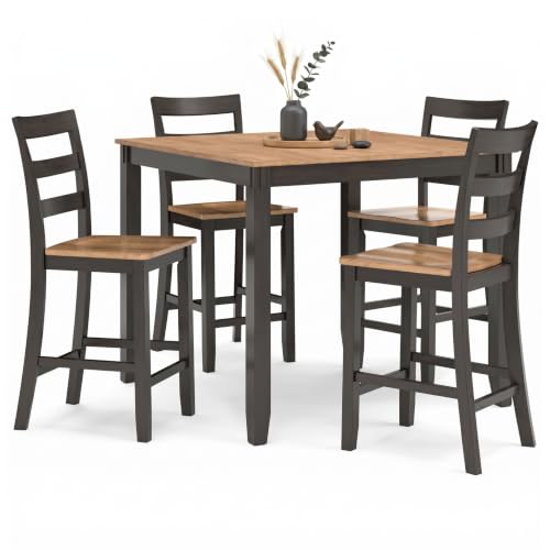 Signature Design by Ashley Wood Counter Height Dining Table Set for 4