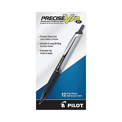 Stylos roller Pilot Precise V10 RT pointe 1mm encre noire fluide rétractables