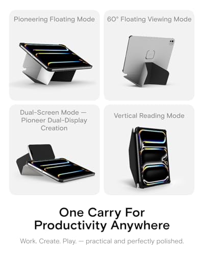 Image of MOFT Dynamic Folio Case for iPad mini 7th A17 Pro 2024 & iPad mini 6th A15 2021-[Reinforced Corner Protection] Stable Slim Magnetic Stand with 20+ Viewing Angles, Misty Cove x Jet Black