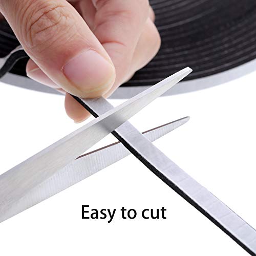 Tatuo Double Sided Foam 1/8 Inch Mounting Adhesive Thick Tape Foam Seal Tape, 3 Rolls (1/4 Inch Wide by 32.8 Feet Long Each Roll)