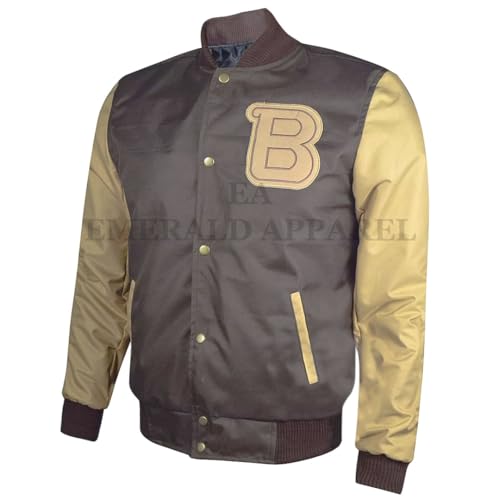 Hot-line Miami Lightweight Brown Letterman Jacket, Mens Varsity Jacket Windbreaker & Water-Resistant2