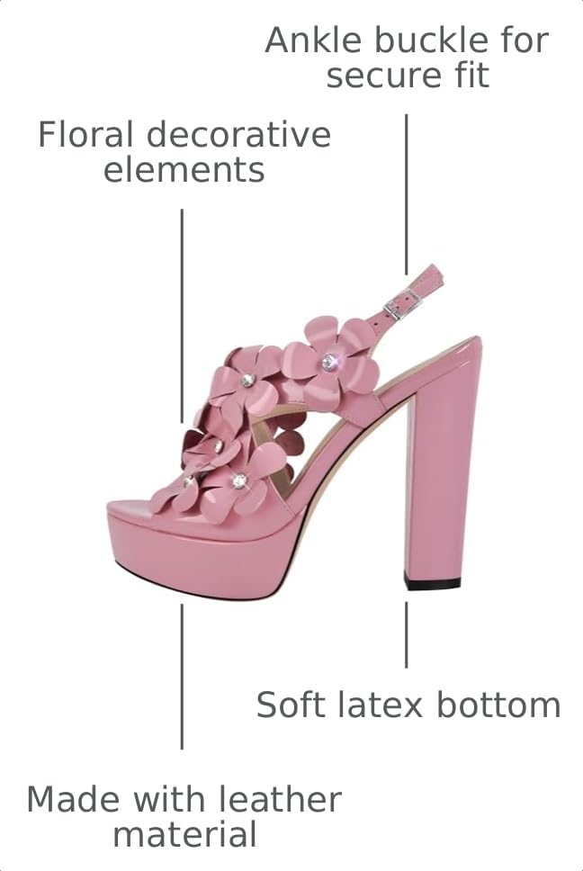 Image of Platform Stiletto High Heels for Women, Round Open Toe Ankle Strap Sexy Heeled Sandals for Wedding Party Dress
